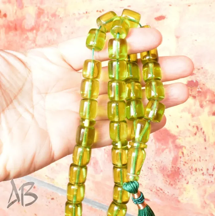 تسبیح سندلوس بودار 33 دانه اصل کد 1132 استوانه‌ای درشت سبز روشن آقابزرگ - Image 7