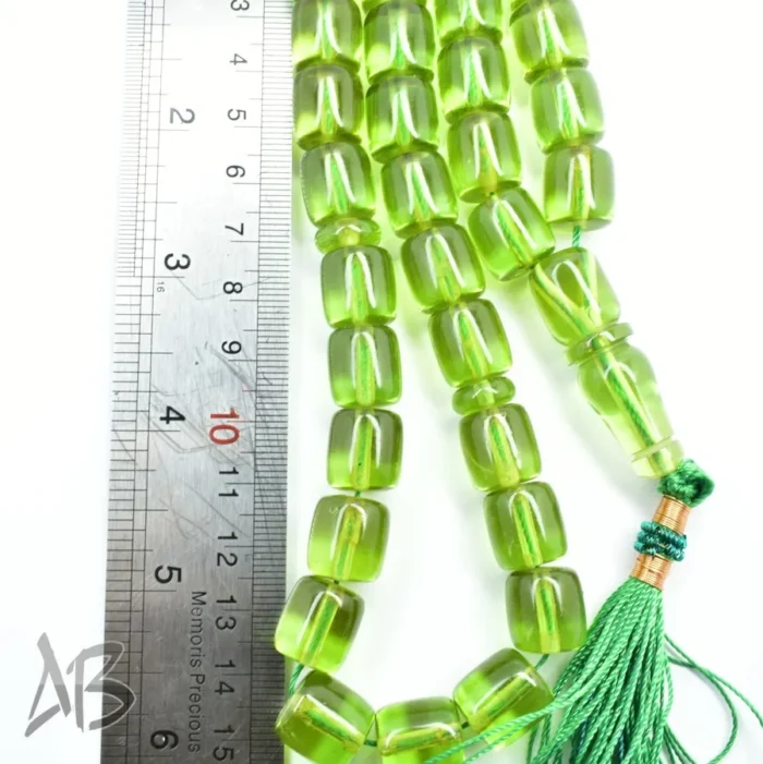 تسبیح سندلوس بودار 33 دانه اصل کد 1132 استوانه‌ای درشت سبز روشن آقابزرگ - Image 6