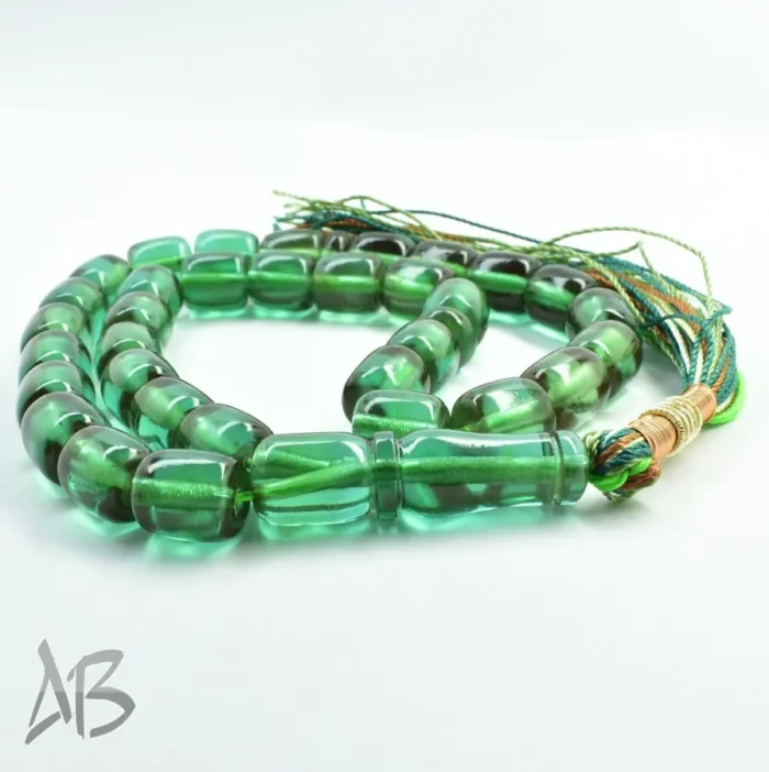 تسبیح سندلوس بودار 33 دانه اصل کد 1133 استوانه‌ای سبز تیره آقابزرگ - Image 4