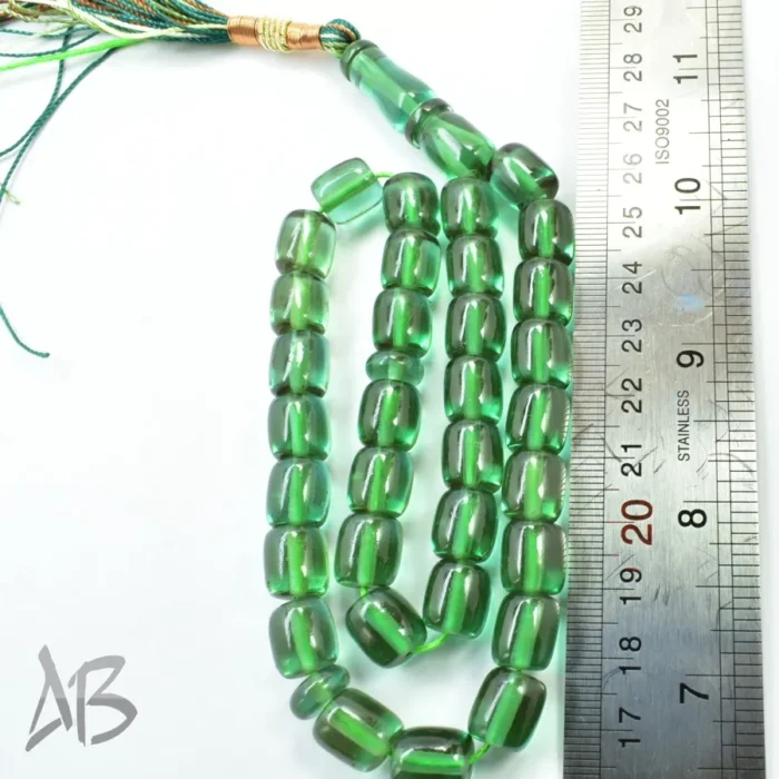 تسبیح سندلوس بودار 33 دانه اصل کد 1133 استوانه‌ای سبز تیره آقابزرگ - Image 7