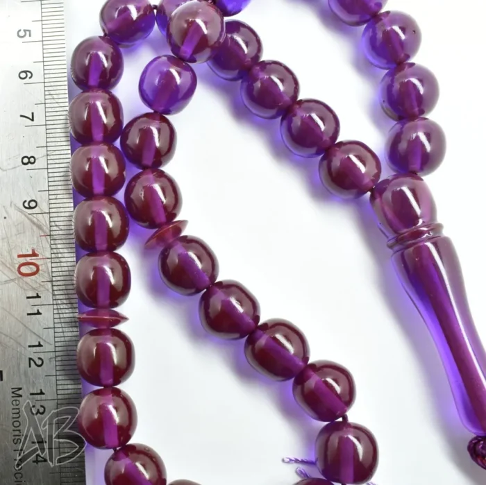 تسبیح سندلوس 33 دانه بودار گرد دوپوست آبی و بادمجانی کد 1136 آقابزرگ - Image 9