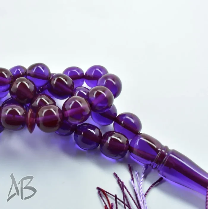 تسبیح سندلوس 33 دانه بودار گرد دوپوست آبی و بادمجانی کد 1136 آقابزرگ - Image 10