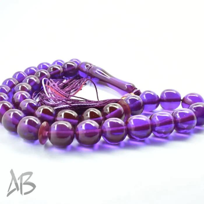 تسبیح سندلوس 33 دانه بودار گرد دوپوست آبی و بادمجانی کد 1136 آقابزرگ - Image 5