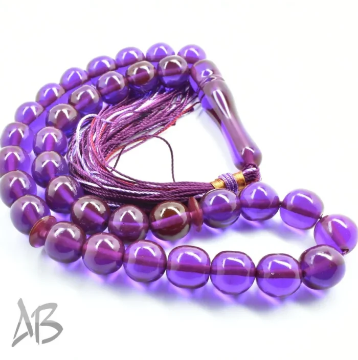 تسبیح سندلوس 33 دانه بودار گرد دوپوست آبی و بادمجانی کد 1136 آقابزرگ - Image 6