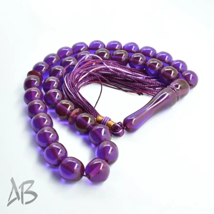 تسبیح سندلوس 33 دانه بودار گرد دوپوست آبی و بادمجانی کد 1136 آقابزرگ - Image 7