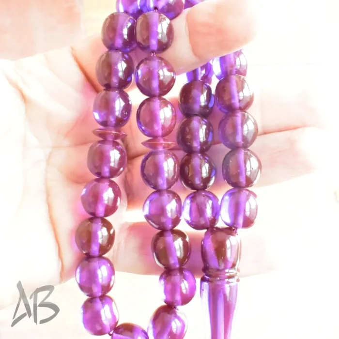 تسبیح سندلوس 33 دانه بودار گرد دوپوست آبی و بادمجانی کد 1136 آقابزرگ - Image 8