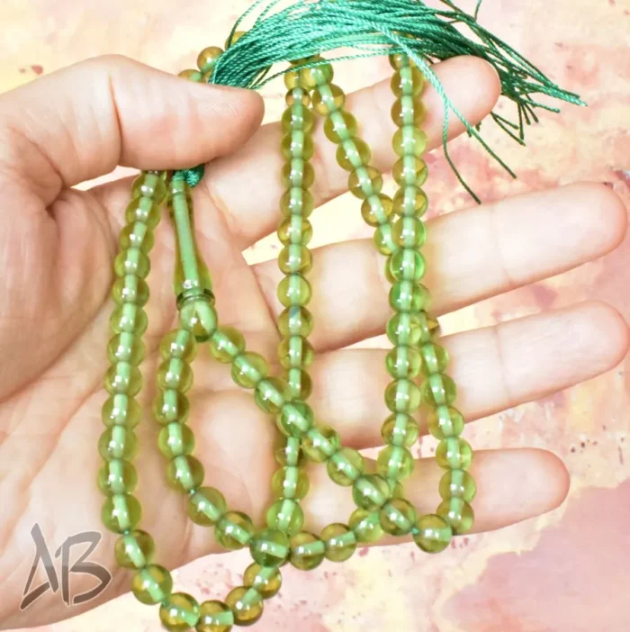 تسبیح سندلوس 100 دانه (101 دانه) کد 1139 بودار گرد سبز خوشرنگ آقابزرگ - Image 7