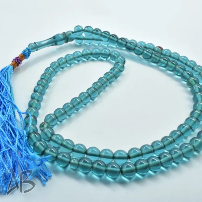 تسبیح سندلوس 100 دانه (101 دانه) کد 1145 بودار گرد آبی روشن آقابزرگ - Image 4