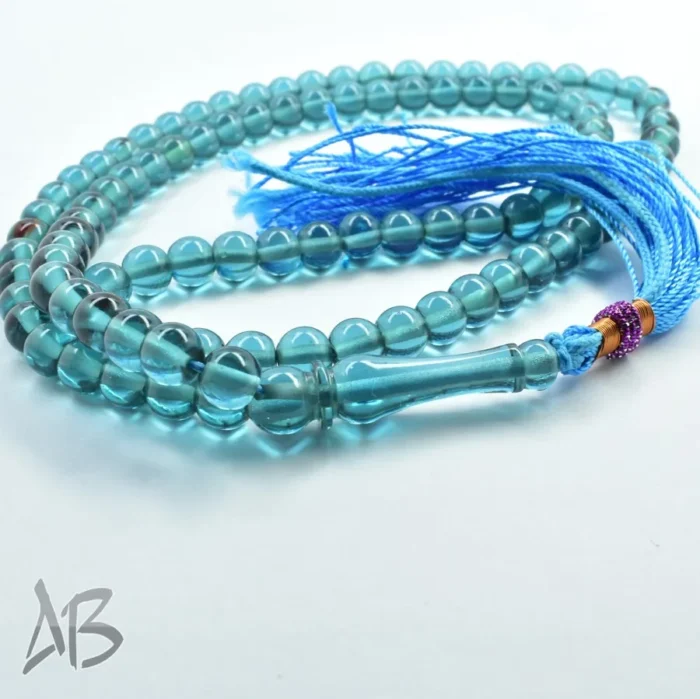 تسبیح سندلوس 100 دانه (101 دانه) کد 1145 بودار گرد آبی روشن آقابزرگ - Image 5