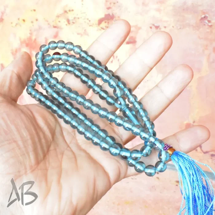 تسبیح سندلوس 100 دانه (101 دانه) کد 1145 بودار گرد آبی روشن آقابزرگ - Image 7