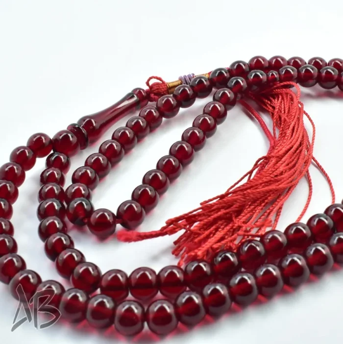 تسبیح سندلوس 100 دانه (101 دانه) کد 1146 بودار گرد قرمز لاکی آقابززرگ - Image 4