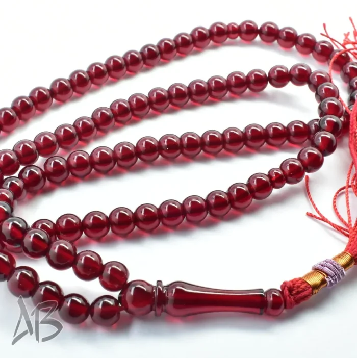 تسبیح سندلوس 100 دانه (101 دانه) کد 1146 بودار گرد قرمز لاکی آقابززرگ - Image 5