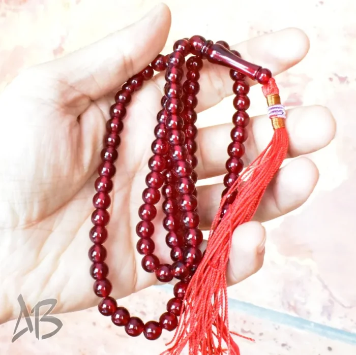 تسبیح سندلوس 100 دانه (101 دانه) کد 1146 بودار گرد قرمز لاکی آقابززرگ - Image 6