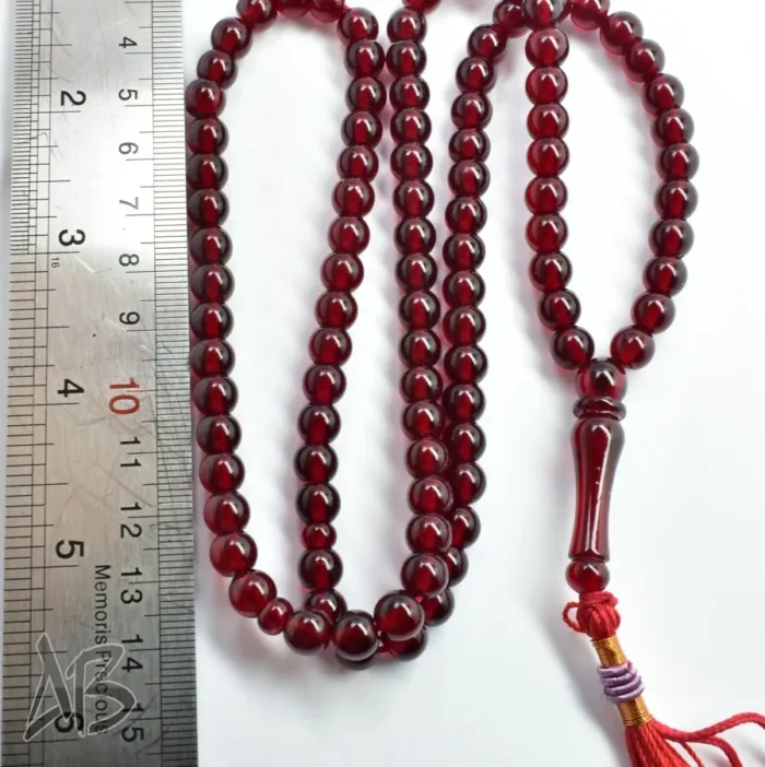 تسبیح سندلوس 100 دانه (101 دانه) کد 1146 بودار گرد قرمز لاکی آقابززرگ - Image 7