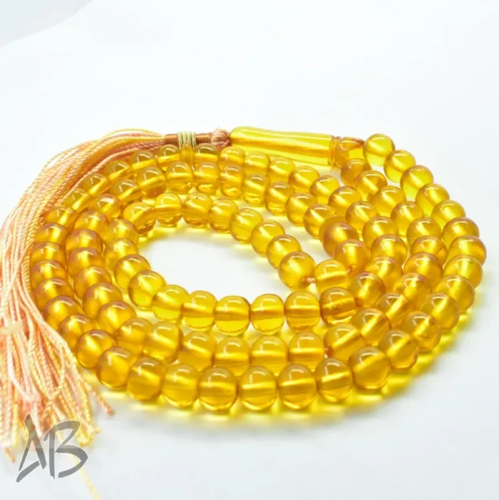 تسبیح سندلوس 100 دانه (101 دانه) کد 1147 بودار گرد زرد خوشرنگ آقابزرگ - Image 4