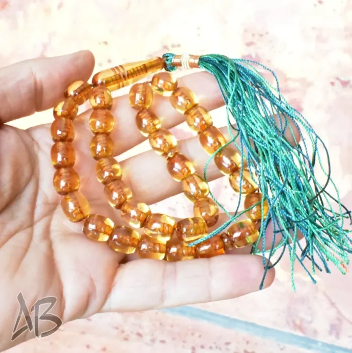 تسبیح سندلوس بودار 33 دانه اصل کد 1149 استوانه‌ای خوشدست کوتاه طرح قدیم آقابزرگ - Image 6