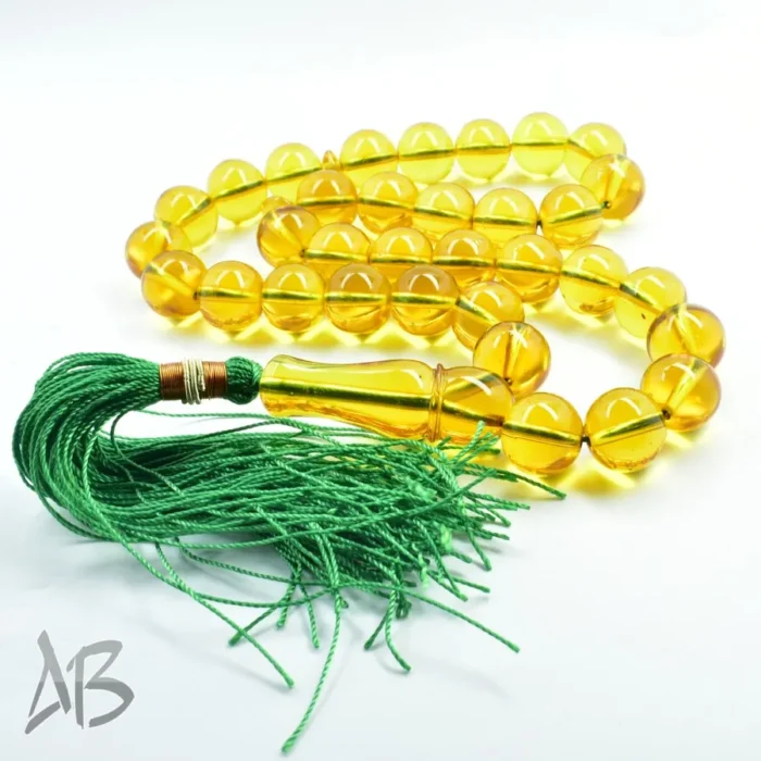 تسبیح سندلوس 33 دانه بودار گرد زرد عسلی خوشرنگ کد 1153 آقابزرگ - Image 4