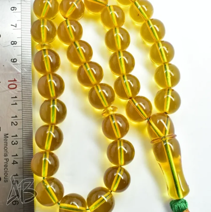 تسبیح سندلوس 33 دانه بودار گرد زرد عسلی خوشرنگ کد 1153 آقابزرگ - Image 6