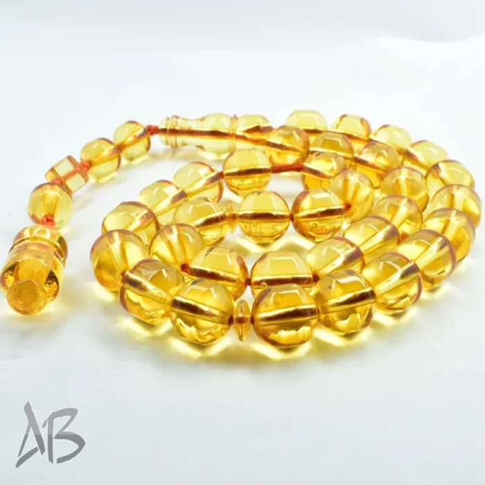 تسبیح سندلوس بودار 33 دانه اصل کد 1155 تراش دوکی قپان دار زرد خوشدست و زیبا آقابزرگ - Image 5