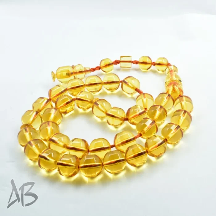 تسبیح سندلوس بودار 33 دانه اصل کد 1155 تراش دوکی قپان دار زرد خوشدست و زیبا آقابزرگ - Image 6