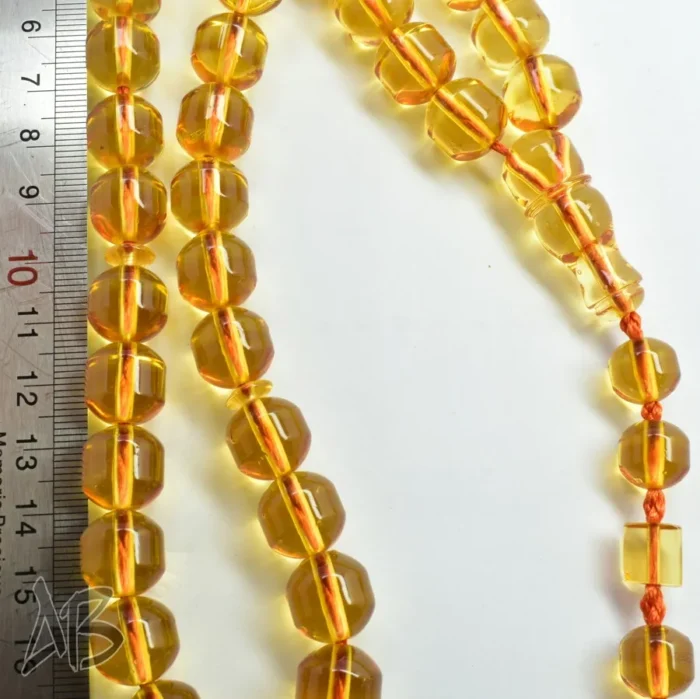 تسبیح سندلوس بودار 33 دانه اصل کد 1155 تراش دوکی قپان دار زرد خوشدست و زیبا آقابزرگ - Image 8