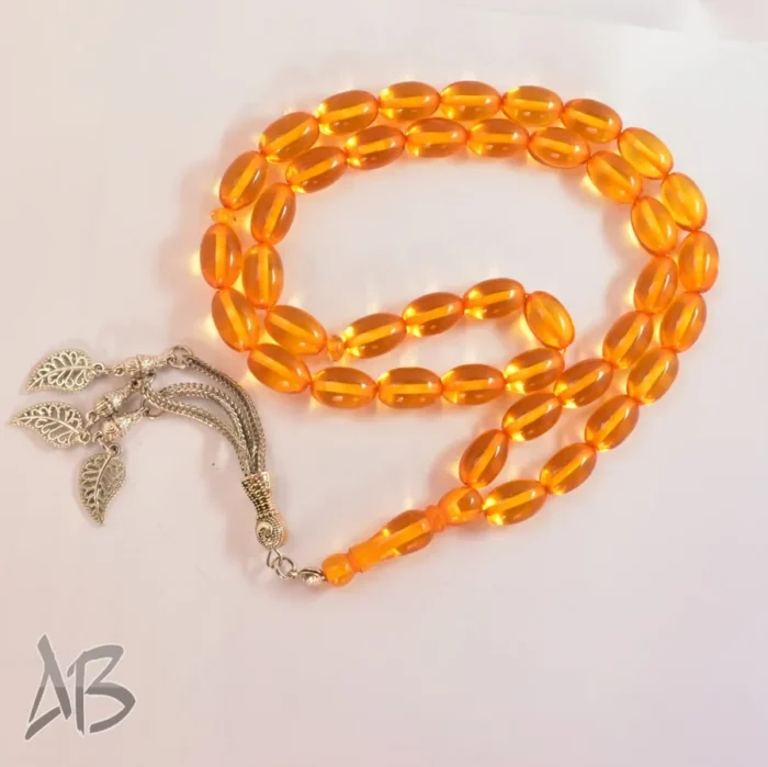 تسبیح سندلوس 41 دانه بودار تراش خربزه‌ای کشیده با منگوله بسیار زیبا کد 1159 آقابزرگ - Image 11