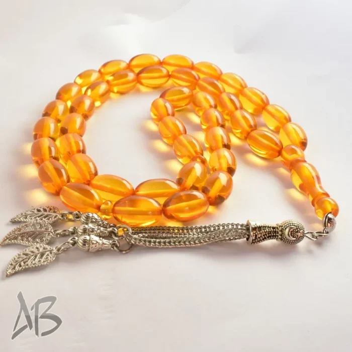 تسبیح سندلوس 41 دانه بودار تراش خربزه‌ای کشیده با منگوله بسیار زیبا کد 1159 آقابزرگ - Image 10