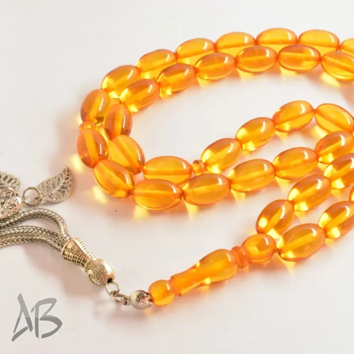 تسبیح سندلوس 41 دانه بودار تراش خربزه‌ای کشیده با منگوله بسیار زیبا کد 1159 آقابزرگ - Image 5