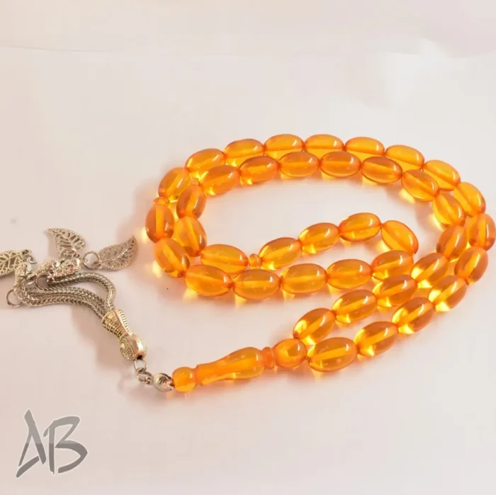 تسبیح سندلوس 41 دانه بودار تراش خربزه‌ای کشیده با منگوله بسیار زیبا کد 1159 آقابزرگ - Image 6