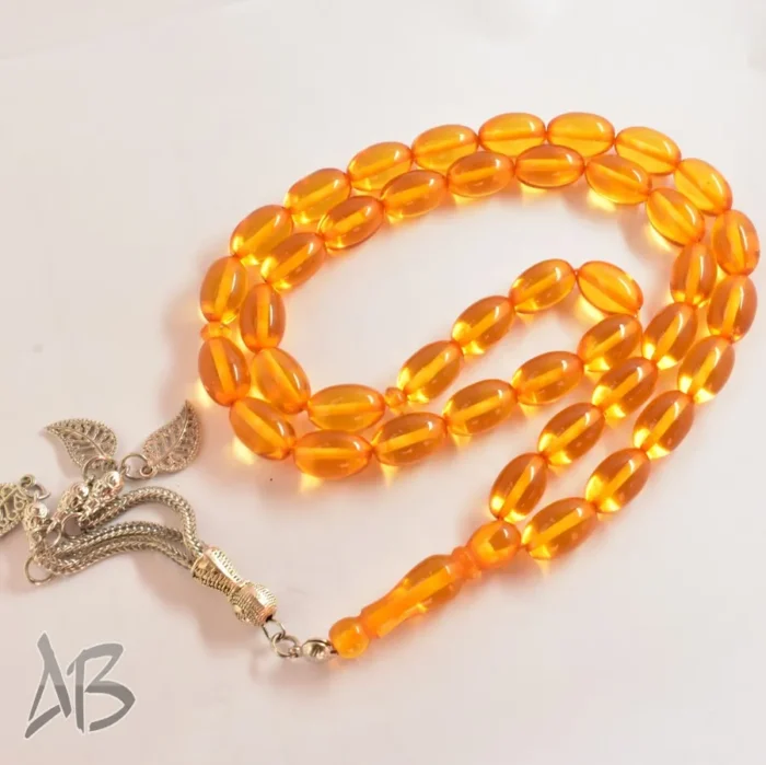 تسبیح سندلوس 41 دانه بودار تراش خربزه‌ای کشیده با منگوله بسیار زیبا کد 1159 آقابزرگ - Image 7