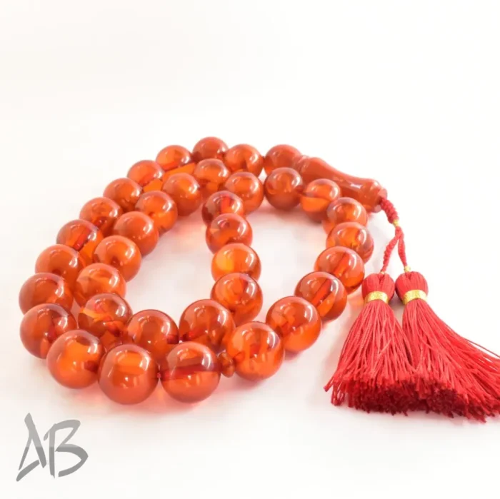 تسبیح کهربای 35 دانه بسیار خوش نقش و شکیل کد 1160 آقابزرگ - Image 3