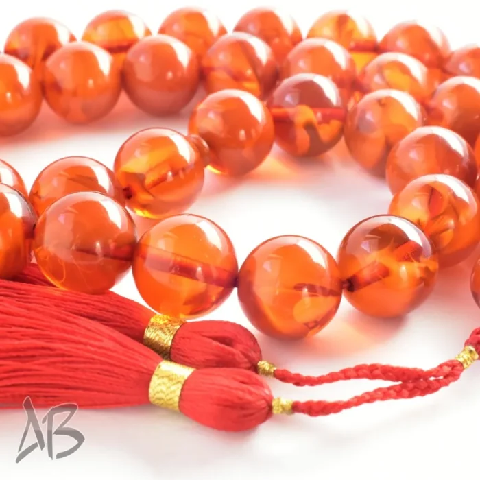 تسبیح کهربای 35 دانه بسیار خوش نقش و شکیل کد 1160 آقابزرگ - Image 4