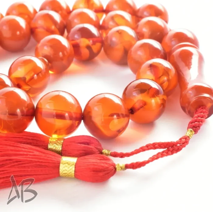 تسبیح کهربای 35 دانه بسیار خوش نقش و شکیل کد 1160 آقابزرگ - Image 6