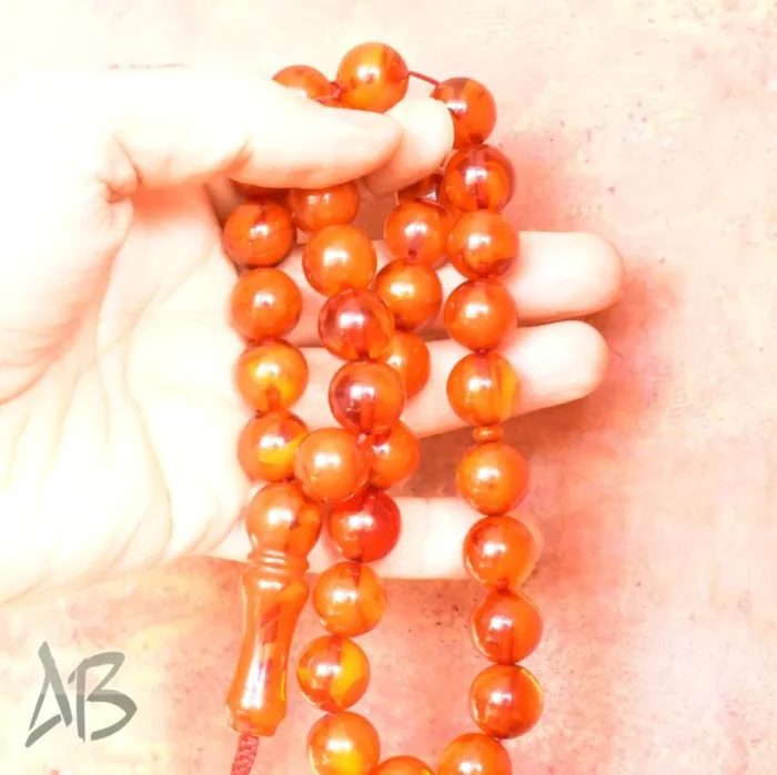 تسبیح کهربای 35 دانه بسیار خوش نقش و شکیل کد 1160 آقابزرگ - Image 8