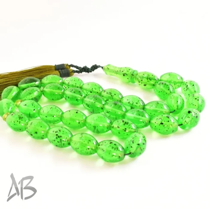 تسبیح کهربای 33 دانه بیضی اکلیلی و بسیار زیبا کد 1162 آقابزرگ - Image 4