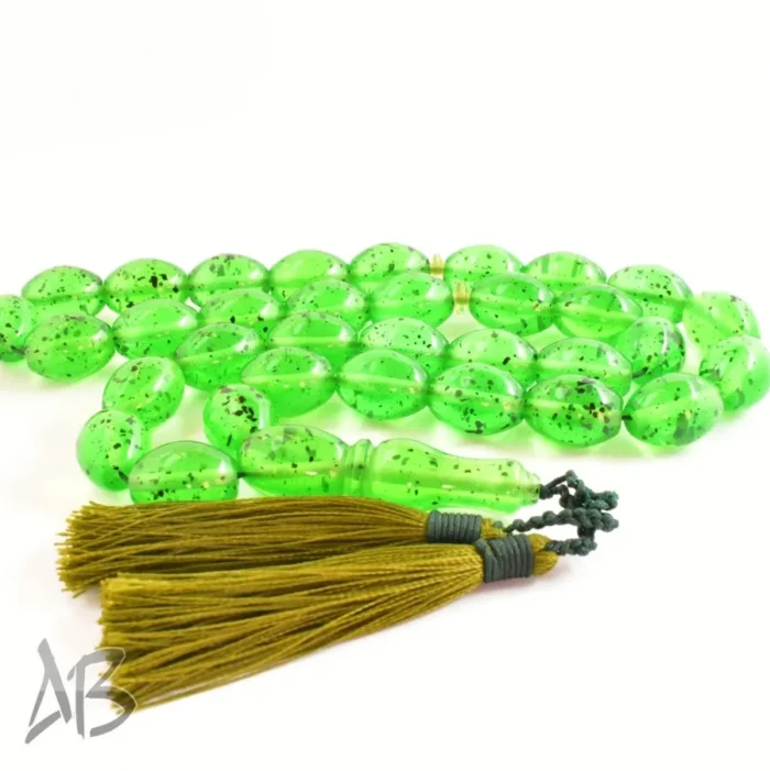 تسبیح کهربای 33 دانه بیضی اکلیلی و بسیار زیبا کد 1162 آقابزرگ - Image 5