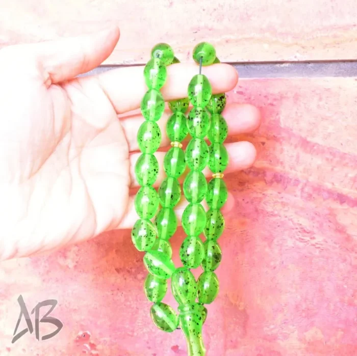 تسبیح کهربای 33 دانه بیضی اکلیلی و بسیار زیبا کد 1162 آقابزرگ - Image 6