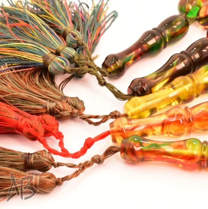 تسبیح کهربای 33 دانه چند رنگ و بسیار زیبا تخم کفتری کد 1164 آقابزرگ - Image 8