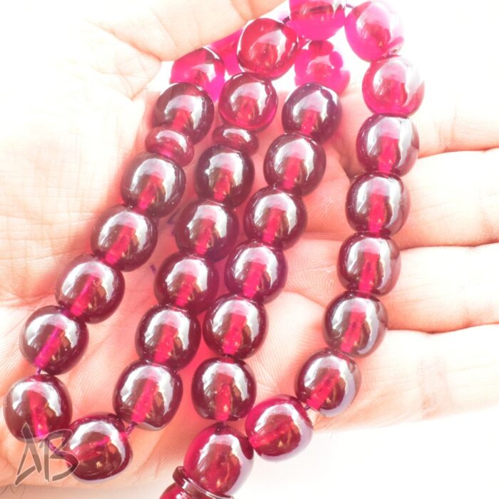 تسبیح سندلوس 33 دانه بودار گرد لبه تخت قرمز خوشرنگ کد 1176 آقابزرگ - Image 4