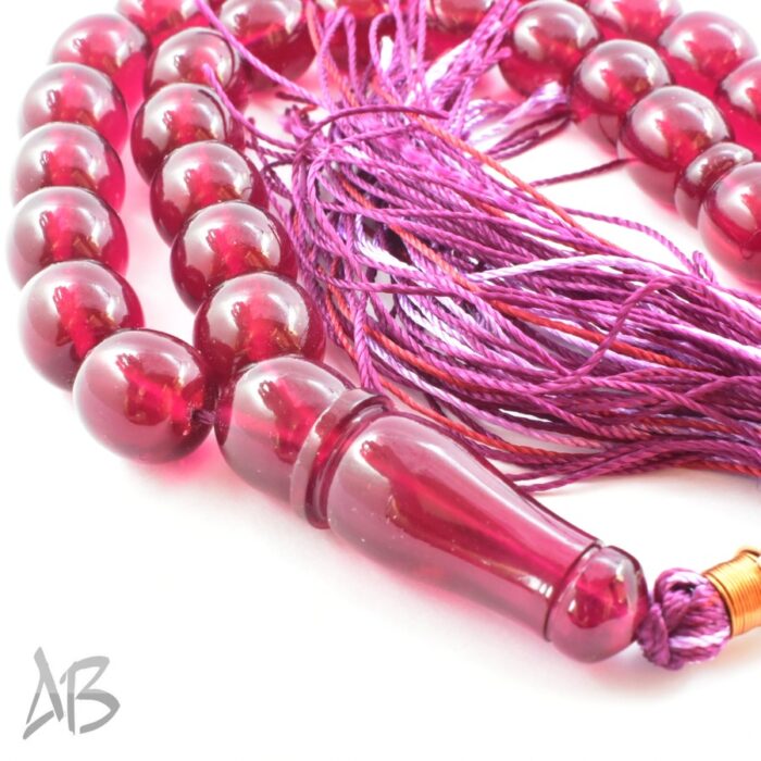 تسبیح سندلوس 33 دانه بودار گرد لبه تخت قرمز خوشرنگ کد 1176 آقابزرگ - Image 5