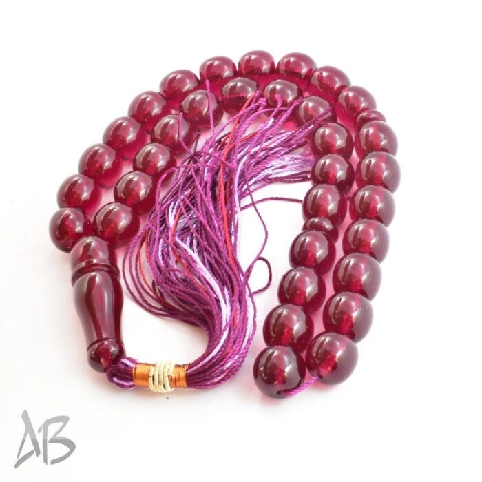 تسبیح سندلوس 33 دانه بودار گرد لبه تخت قرمز خوشرنگ کد 1176 آقابزرگ - Image 6