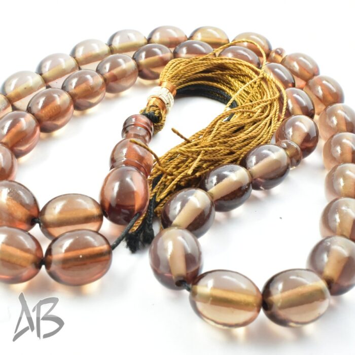 تسبیح سندلوس 39 دانه بیضی قهوه‌ای سایز 12 در 15 کد 1183 آقابزرگ - Image 5