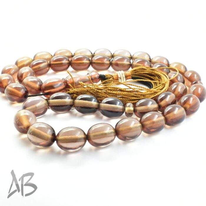 تسبیح سندلوس 39 دانه بیضی قهوه‌ای سایز 12 در 15 کد 1183 آقابزرگ - Image 6