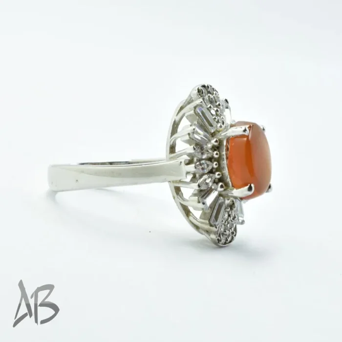 انگشتر نقره زنانه نگین عقیق یمنی اصل کد 300 آقابزرگ - Image 4