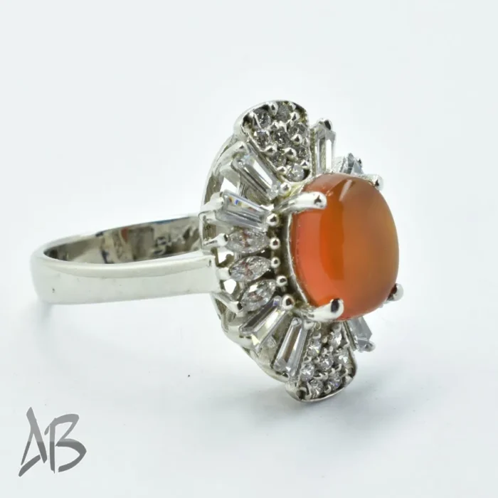 انگشتر نقره زنانه نگین عقیق یمنی اصل کد 300 آقابزرگ - Image 5