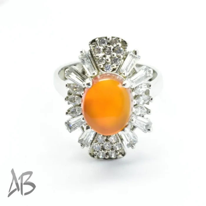 انگشتر نقره زنانه نگین عقیق یمنی اصل کد 300 آقابزرگ - Image 6