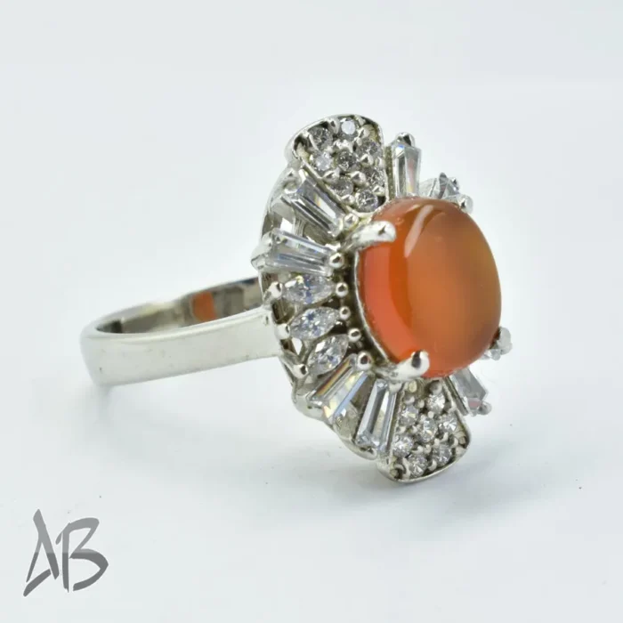 انگشتر نقره زنانه نگین عقیق یمنی اصل کد 300 آقابزرگ - Image 7