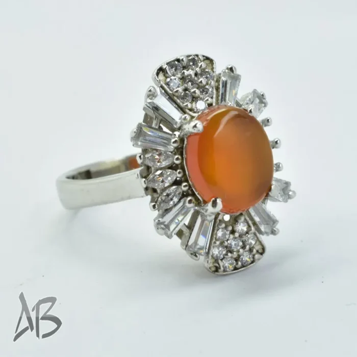 انگشتر نقره زنانه نگین عقیق یمنی اصل کد 300 آقابزرگ - Image 8