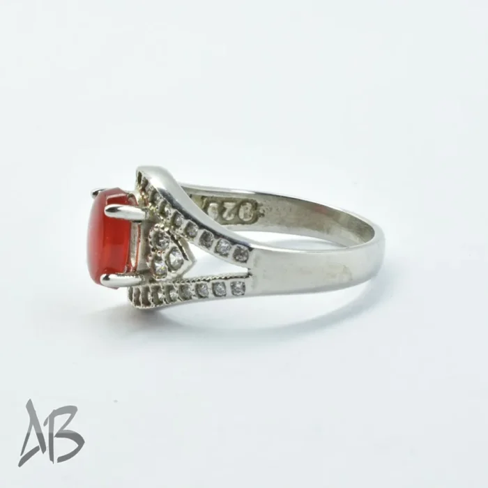 انگشتر نقره زنانه نگین عقیق یمنی سرخ اصل کد 301 آقابزرگ - Image 5