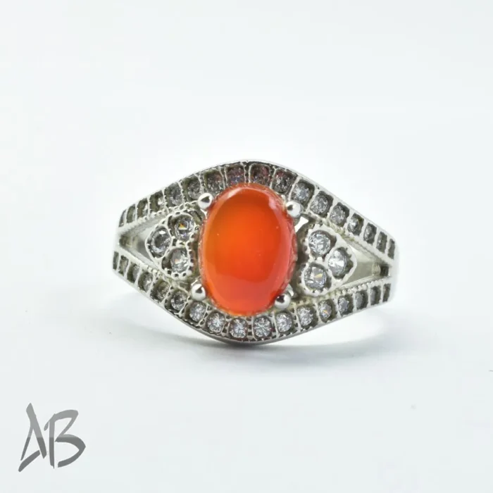 انگشتر نقره زنانه نگین عقیق یمنی سرخ اصل کد 301 آقابزرگ - Image 6